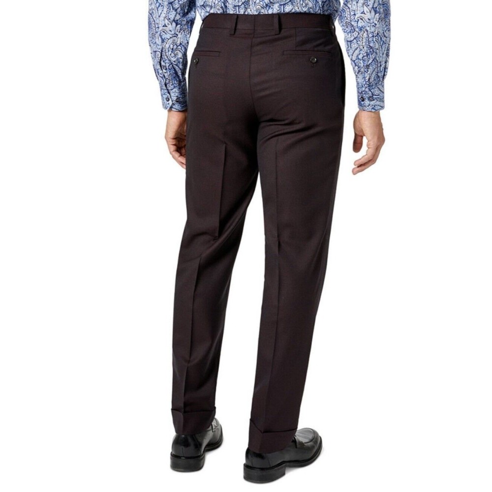 Tallia Mens Classic Fit Brown Wool Suit Separate Flat Front Cuffed Pants 30x30 - Picture 3 of 7